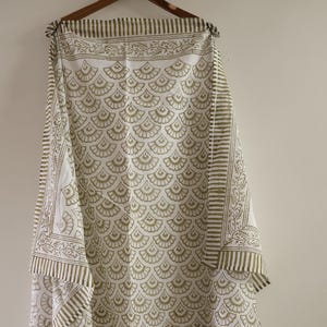Indian Block Print Cotton Sarong: Beach Wrap, Scarf, Pareo