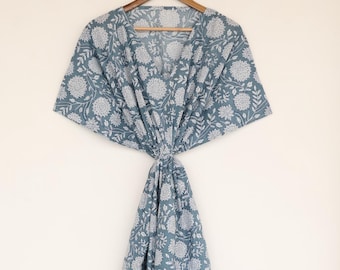 Handmade Block Printed Cotton Kaftan Dress: Boho Summer Cover-Up