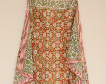 Block Print Cotton Sarong: Boho Beach Wrap