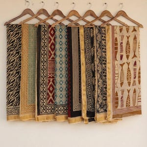 Hand Block Printed Cotton Sarong – Boho Beach Wrap Skirt, Resort Cover Up image 1