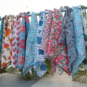 100 Pack Hand Block Printed Cotton Napkins: Assorted Floral Table Decor