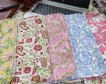 Quilted Floral Block Print Laptop Sleeve: Cotton Laptop Bag