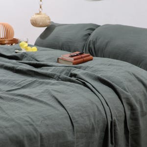 3 piece linen bedding set in Charcoal Grey / Linen duvet cover and  pillowcases Stonewashed Linen Bedding / Soft Linen King Full duvet cover