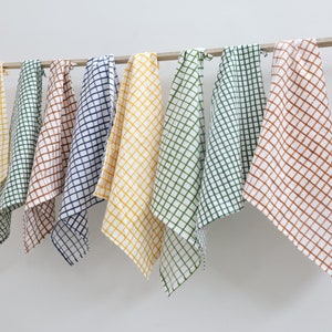 Conjunto de guardanapos de algodão xadrez sortidos: decoração de mesa reutilizável e ecológica