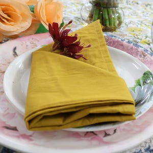 200 Pack Yellow Mustard Cotton Napkins: Handmade Stonewashed Party Napkins