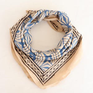 Handblock Siebdruck Baumwolle Bandana: Bunte Borte, Naturfärbung