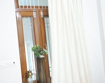 Ivory Cotton Velvet Blackout Curtain: Handmade Window Drape (Two Panel Set)
