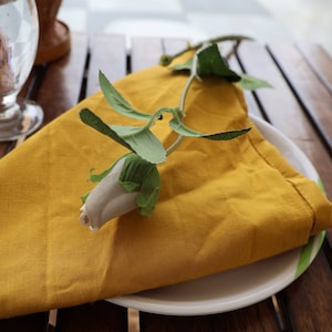 Mustard Yellow Cotton Napkins: Softened Table Linens
