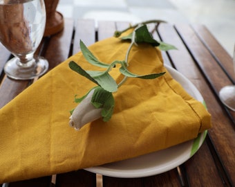 Mustard Yellow Cotton Napkins: Softened Table Linens