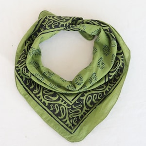 Moss Green 100% Cotton Bandana Bohemian Style Cotton Neck Scarf, Boho Soft Cotton Bandana, Cotton Neckerchief, Cotton Square Scarf Gift