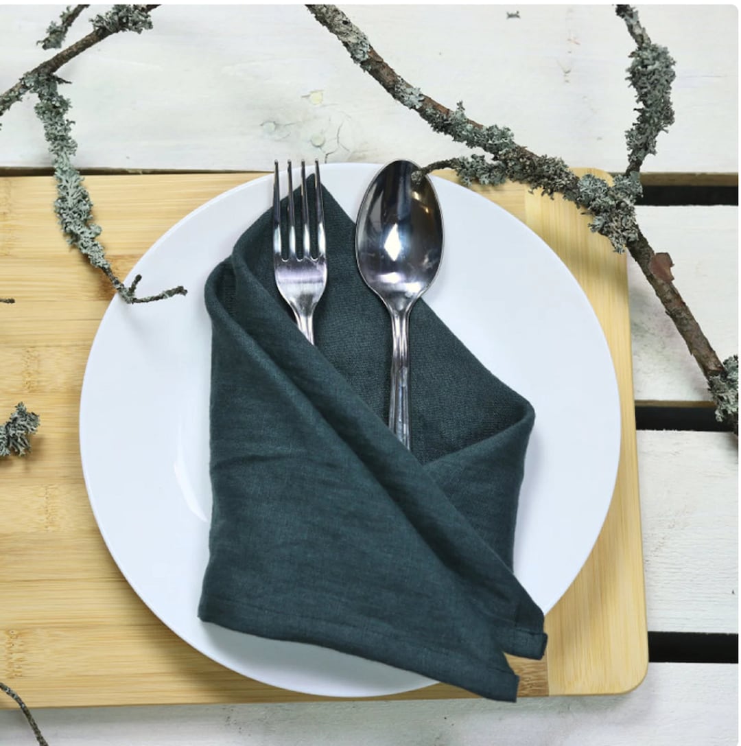 200 Pack Dark Green Napkin, Cotton Napkins, Kitchen Napkin, Green Washable Wedding Napkins