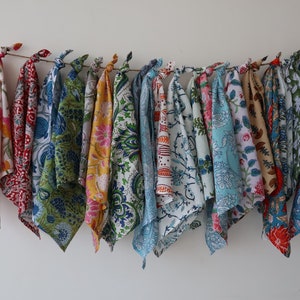 Hand Block Printed Cotton Napkin Set: Assorted Floral Table Decor