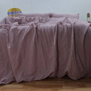 3 piece linen bedding set in Pink Grey / Linen duvet cover and 2 pillowcases Stonewashed Linen Bedding / Soft Linen Pink Grey duvet cover