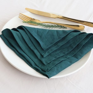 Set of 200 Forest Green Cotton Stonewashed Napkins
