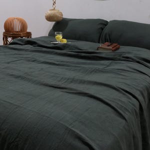 Black Linen Duvet Cover Set: Stone Washed Bedding (3 Pcs)