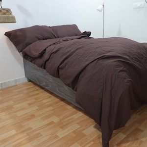 Chocolate Brown Cotton Duvet Cover Set: Boho Bedding (King Size)