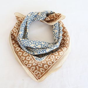 Handblock Printed Cotton Bandana: Boho Floral Neck Scarf