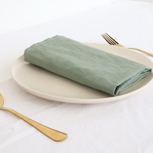 Sage Green Cotton Napkins: Stonewashed Shabby Chic Table Decor