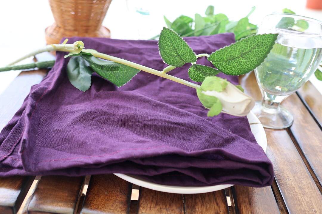 100 Pack Dark Purple Cloth Napkins 100 Cotton Table Dinning Napkins