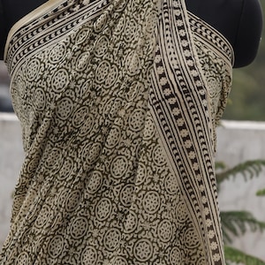 Hand Block Printed Cotton Sarong: Floral Beach Cover-Up