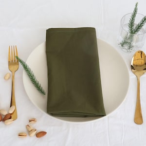 200 Pack Olive Green Cotton Napkins: Stonewashed Wedding Party Napkins