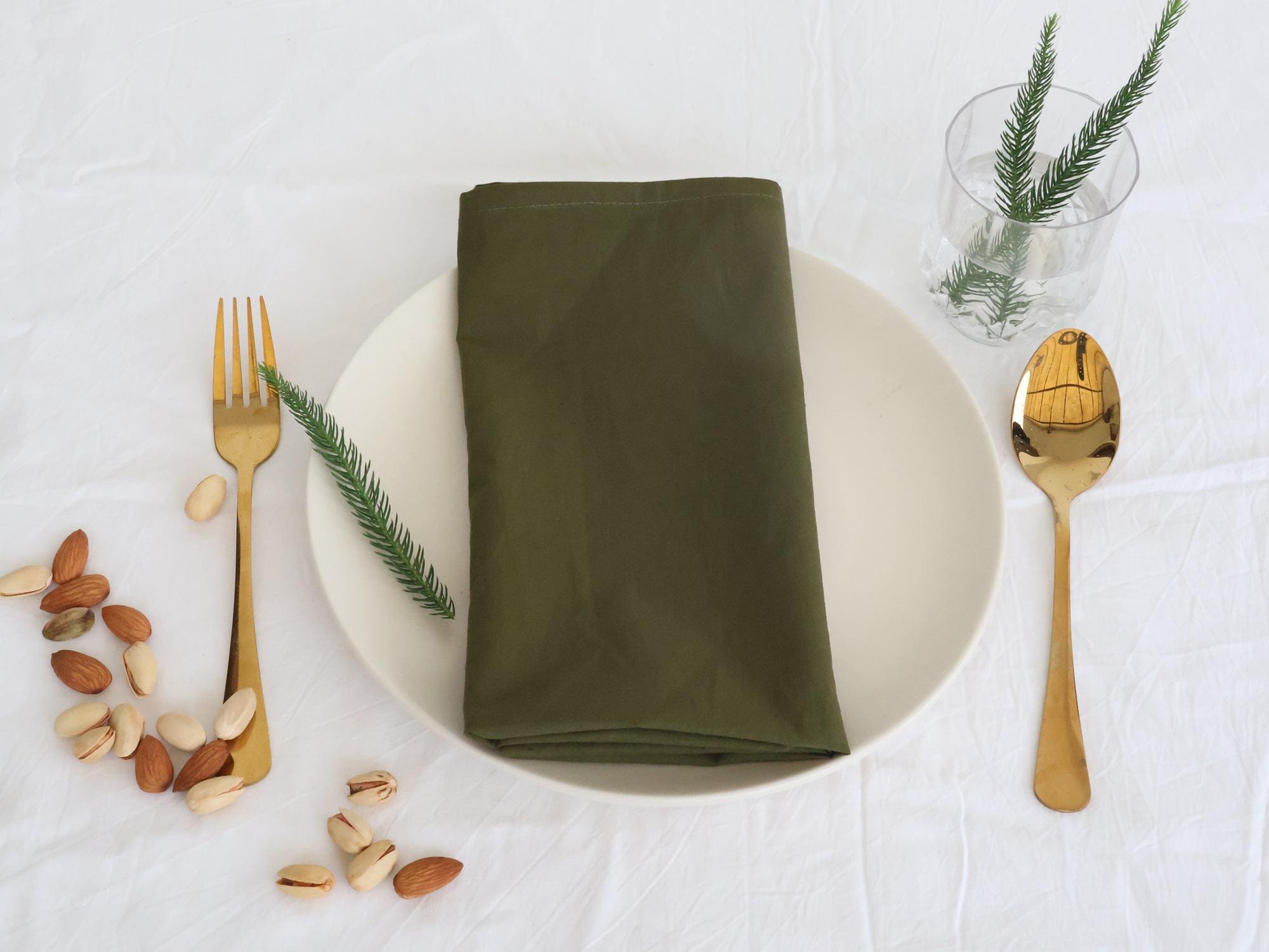 200 Pack Olive Green Cotton Napkins: Stonewashed Wedding Party Napkins
