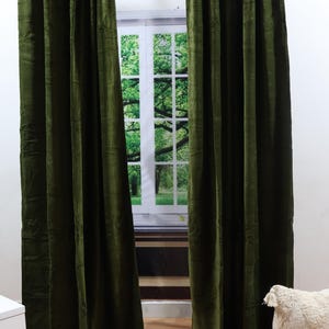 Blackout curtain Dark Moss Green Curtain, Curtain, Window Drape Stonewashed Velvet Curtain Long Curtains Bohemian Velvet Curtain