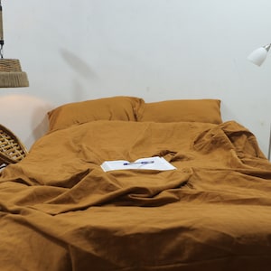 Rust Cinnamon Stonewashed Cotton Duvet Cover With coconut Buttons Duvet Cover King Full Double Queen Twin Toddler Custom Size Cotton Duvet