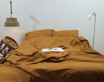 Cinnamon Rust Stonewashed Cotton Duvet Cover Set
