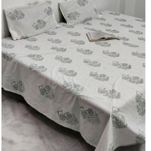 Handblock Print Bedsheet Pure Cotton Fabric Handblock Printed  Bed sheet For Bedroom King Queen Bed sheet Cotton Bed sheet 3 pcs Bed sheet