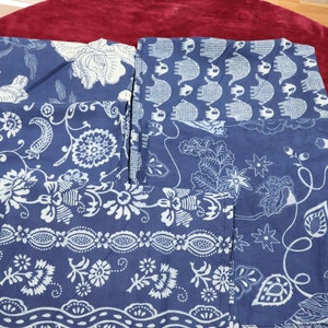 Indigo Blue Cotton Napkin Set: Floral Print Dinner Napkins