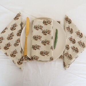 Block Print Cotton Dinner Napkins: Reusable Eco-Friendly Napkin Set