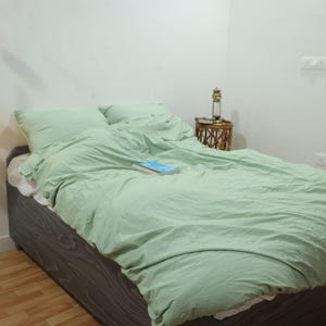 Sage Green Cotton Duvet Cover Set: Natural Comforter Bedding