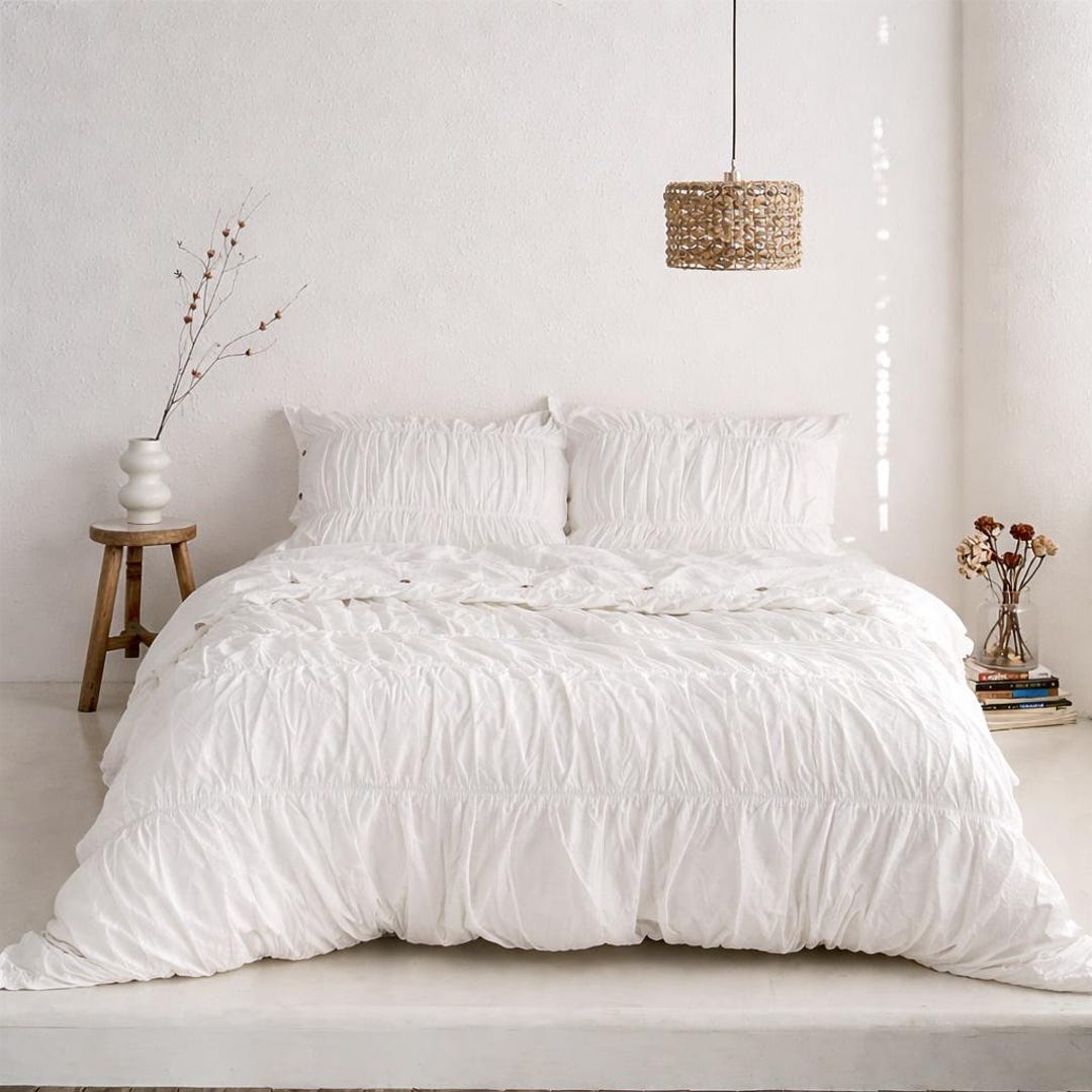 Geraffte Bettwäsche aus Baumwolle - Crinkle Texture, Boho Bettwäsche