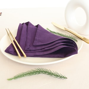 Purple Cotton Napkins (Set of 200): Stonewashed Dinner Napkins