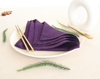 Purple Cotton Napkins (Set of 200): Stonewashed Dinner Napkins