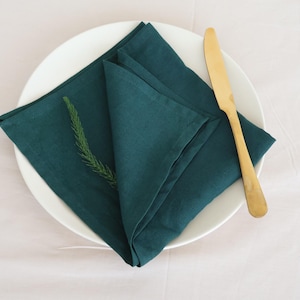 Forest Green Cotton Napkins: 100-Pack Stonewashed Cloth Set