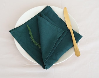 Forest Green Cotton Napkins: 100-Pack Stonewashed Cloth Set