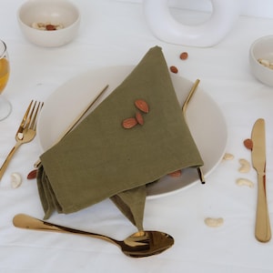 Olive Green Cotton Napkins, Cloth Napkins Set of 100 pcs, Cotton Napkins Bulk, Cloth Napkin Christmas, Cocktail Napkins, Napkins Table Decor
