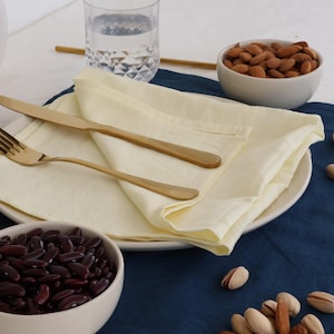 50 Pack Stonewashed Cotton Napkins: Yellow Pastel Table Decor