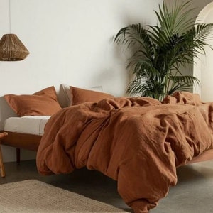 30 Color Natural Bedding Set Terracotta Duvet Cover Queen Bedding King Queen Twin Bedding Set, King, Queen Duvet Cover Natural Comforter Set