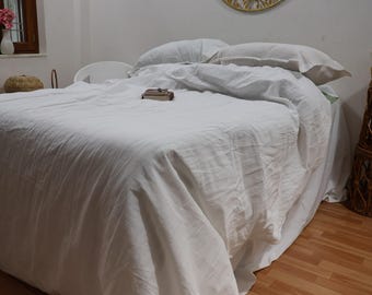 Beige Linen Duvet Cover Set: Stone Washed Natural Bedding