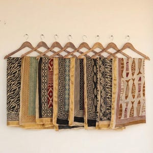 Hand Block Printed Cotton Sarong – Boho Beach Wrap Skirt, Resort Cover Up image 2
