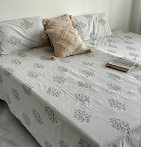 Handblock Print Bedsheet Pure Cotton Fabric Handblock Printed  Bed sheet For Bedroom