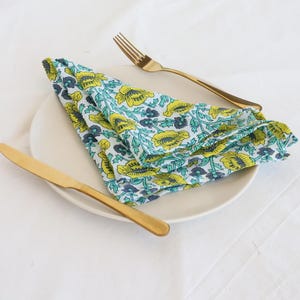 Block Print Cotton Napkins: Boho Floral Dinner Napkin Set
