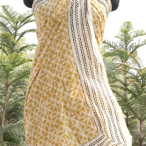 Boho Block Print Cotton Sarong: Handmade Indian Beach Cover-up