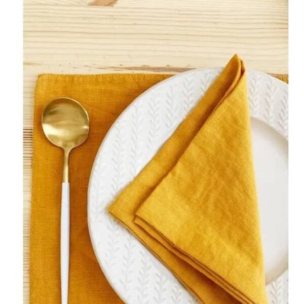 100 Pack Yellow Mustard Napkin, Cotton napkins, Kitchen Napkin Mustard  Washable Wedding Napkins Cotton Napkins Stonewashed Wedding Napkin