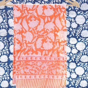 Hand Block Print Cotton Sarong: Jaipur Floral Beach Wrap