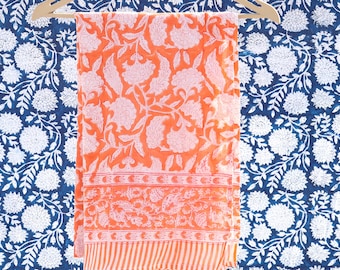 Sarong beach wrap, Silk Border Indian Hand block print Pareo, sarong for women, Ladies Scarf, Jaipur Print, Beach Scarf  Sarongs Scarf Beach