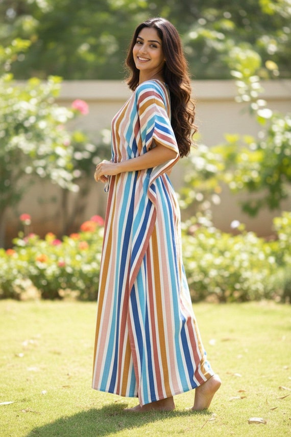short sleeve caftan dress Meg 54" Cap Sleeve Caftan pool / m